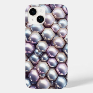 Luxury 3D Iridescent Pearl Hexagon Mosaic Geometri Case-Mate iPhone 14 Case