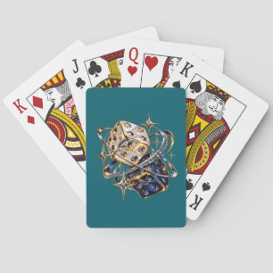 Luxury 3D Lucky Dice Playing Cards — Gold & Sapphi