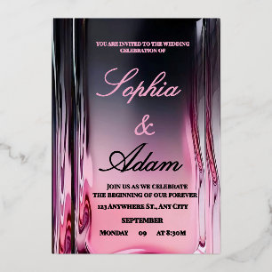 Luxury 3D Pink Glossy Wedding Invitation