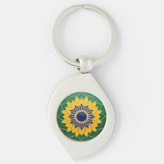 Luxury 3D Solar Mandala Keychain - Gold & (Front)