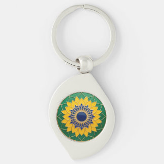 Luxury 3D Solar Mandala Keychain - Gold & Emerald