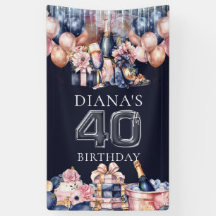 Luxury 40th Birthday Personalised Champagne Heel Banner