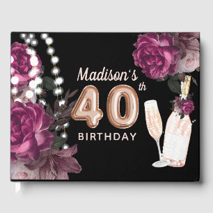 Luxury 40th Birthday Personalised Rose Wine Guest Book
