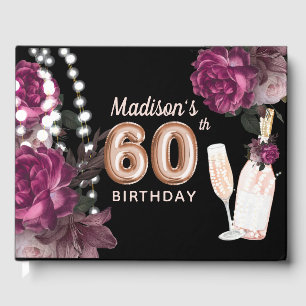 Luxury 60th Birthday Personalised Rose Wine Guest Book
