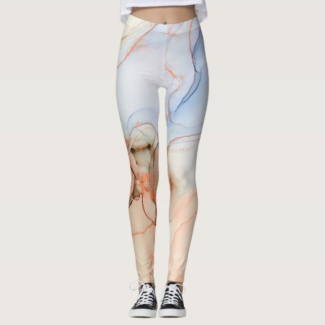 Luxury Abstract: Alcohol Ink Art Leggings (Front)