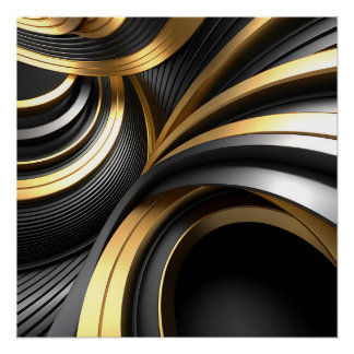 Luxury Abstract Background with Gold and Black Cur Poster