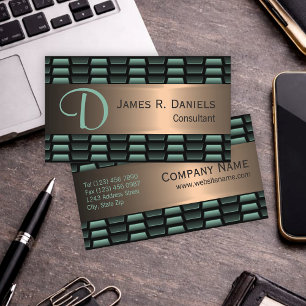 Luxury Abstract Black Green Red Copper Metallic Business Card