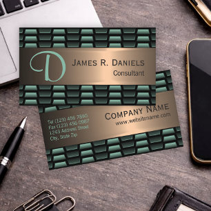 Luxury Abstract Black Green Red Copper Metallic Business Card