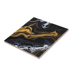 Luxury Abstract Decorative Tiles – Black, Gold &