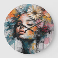 Luxury Abstract Floral Woman Portrait Wall Art