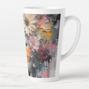 Luxury Abstract Floral Woman Portrait Wall Art   Latte Mug