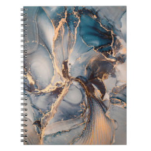 Luxury abstract fluid art painting in alcohol ink notebook