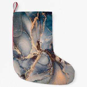 Luxury abstract fluid art painting in alcohol ink small christmas stocking