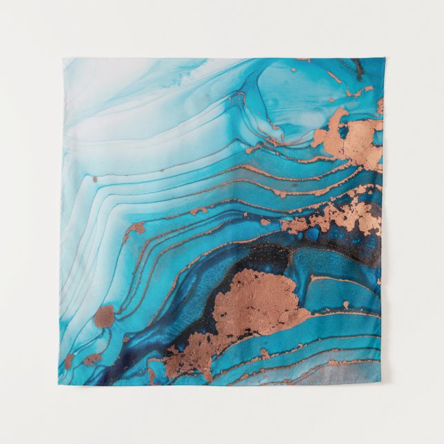 Luxury abstract fluid art painting in alcohol ink  tapestry (Front)