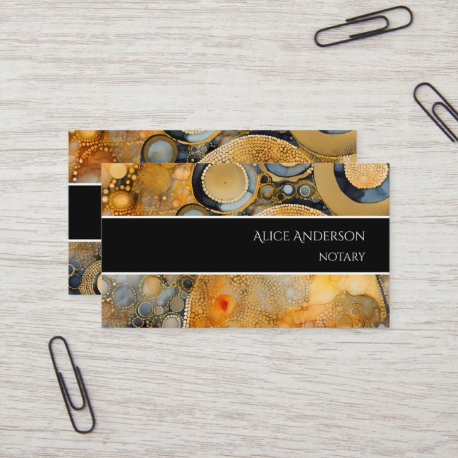 Luxury abstract fossil gold rock elegant unique  business card (Front/Back In Situ)