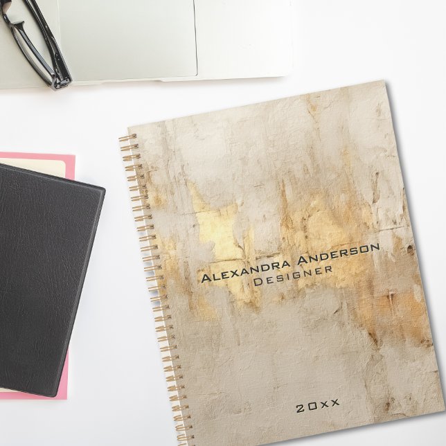 Luxury Abstract Ivory Gold Glitter Professional Planner (Elegant Abstract Ivory Gold Glitter Professional Planner)