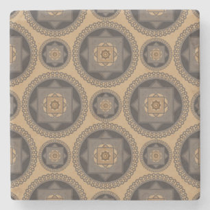 Luxury Abstract Mandala Floral Pattern Stone Coaster