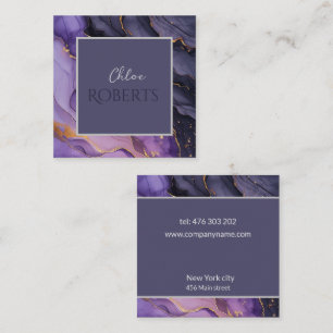 Luxury abstract modern background purple marble square business card
