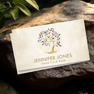 Luxury Abstract  Tree Colorful Geode Leaves Business Card