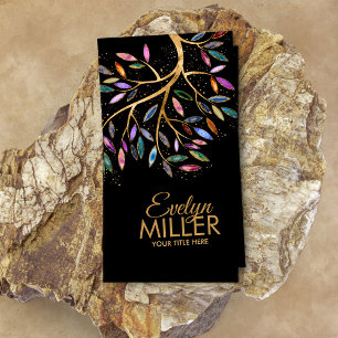 Luxury Abstract  Tree Colorful Geode Leaves Business Card