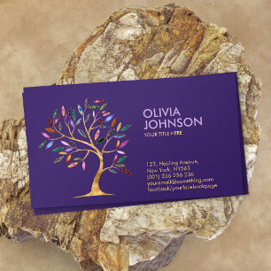 Luxury Abstract Tree Colourful Geode Leaves Business Card
