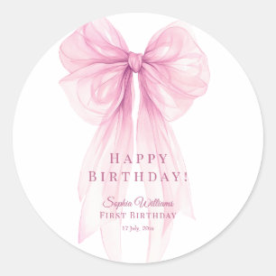 Luxury Acrylic Baby Shower Invitation Clear Pink Classic Round Sticker