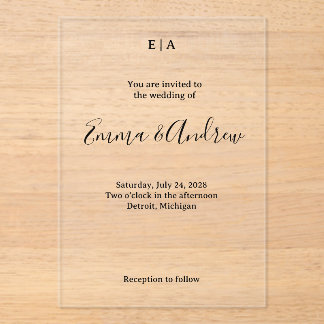 Luxury Acrylic Wedding Invitation | Clear, Custom