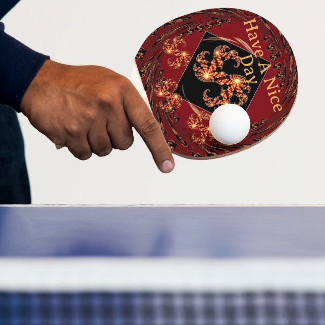 Luxury Action Equipment: Red Swirl Fractal Gratitu Ping Pong Paddle (Insitu)