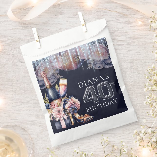 Luxury Adult Birthday 40th Personalised Favour Bags (Clipped)