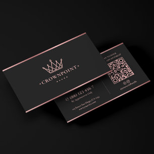 Luxury Aesthetician Beautician Crown Rosegold Pink Business Card