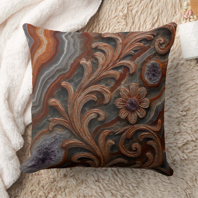 Luxury Agate and Geode Mineral Decorative Pillow (Blanket)
