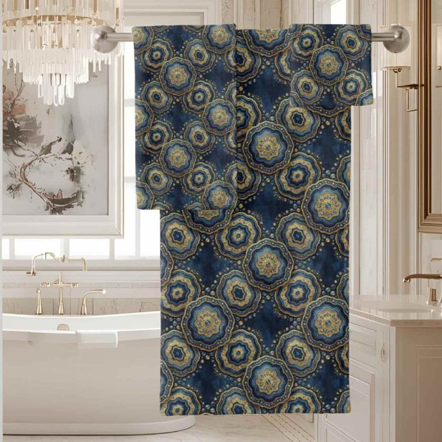 Luxury Agate | Geode Towel Set - Navy Blue & Gold (Creator Uploaded)