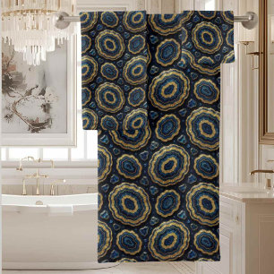 Luxury Agate   Geode Towel Set - Navy Blue & Gold