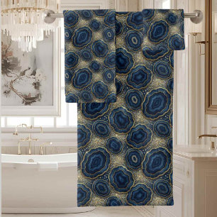 Luxury Agate   Geode Towel Set - Ocean Blue & Gold