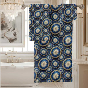Luxury Agate   Geode Towel Set - Ocean Blue & Gold