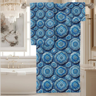 Luxury Agate   Geode Towel Set - Ocean Blue & Gold