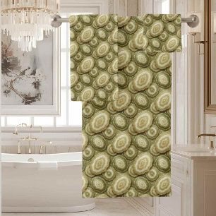 Luxury Agate Geode Towel Set - Olive Green