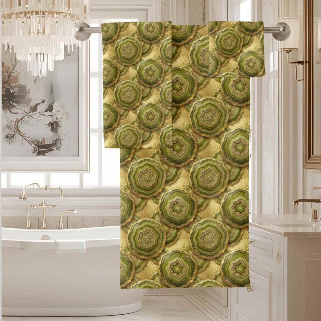Luxury Agate | Geode Towel Set - Olive Green (Creator Uploaded)