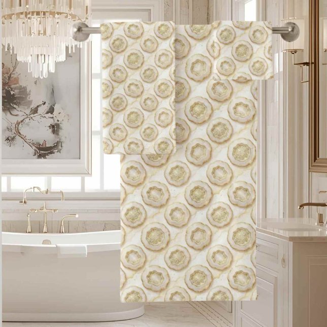 Luxury Agate | Geode Towel Set - White & Gold (Creator Uploaded)