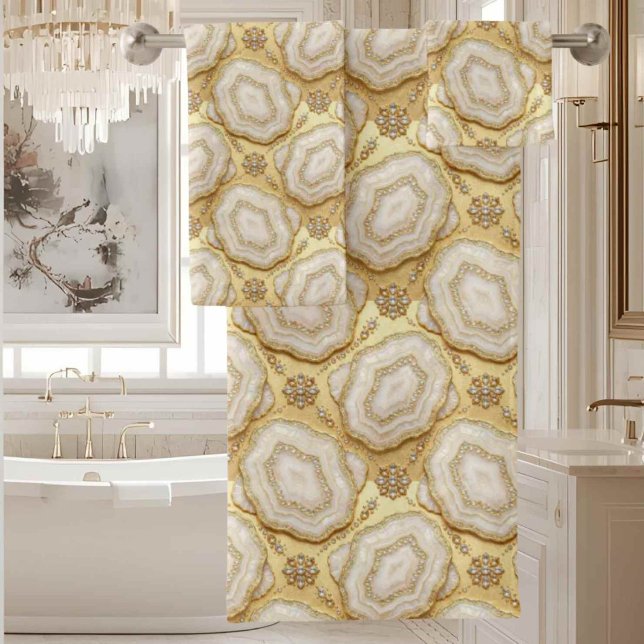 Luxury Agate | Geode Towel Set - White & Gold (Creator Uploaded)