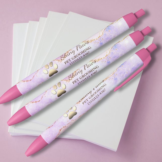 Luxury Agate Glitter Dog Paw Pet Grooming Black Ink Pen (Creator Uploaded)