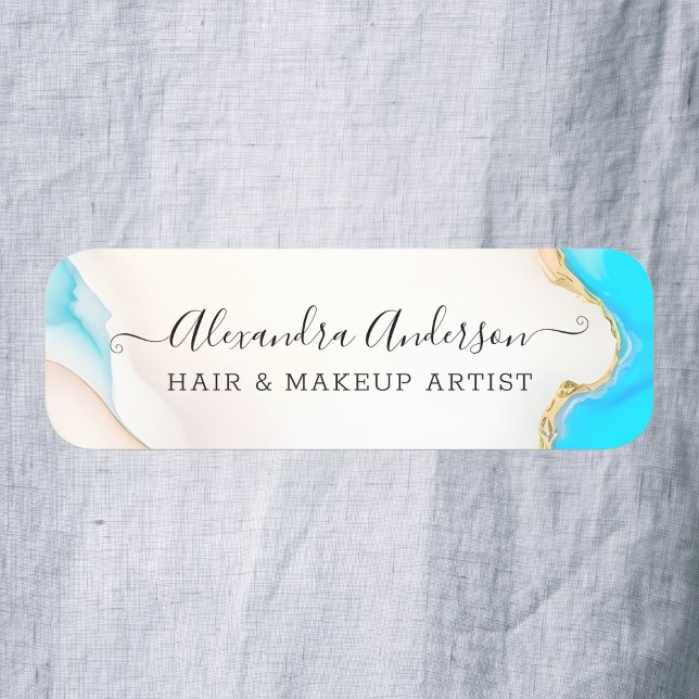 Luxury Agate Marble Holographic Script Name Tag (Luxury Agate Marble Holographic Script Name Tag)