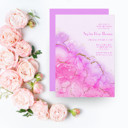 Luxury Alcohol Ink Gold Glitter Elegant Graduation Invitation