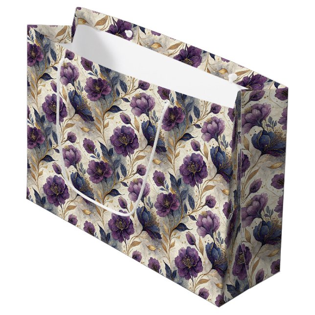 Luxury alcohol ink tiled pattern large gift bag (Front Angled)