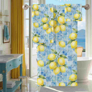 Luxury Amalfi Lemons Diamonds Mediterranean Bath Towel Set