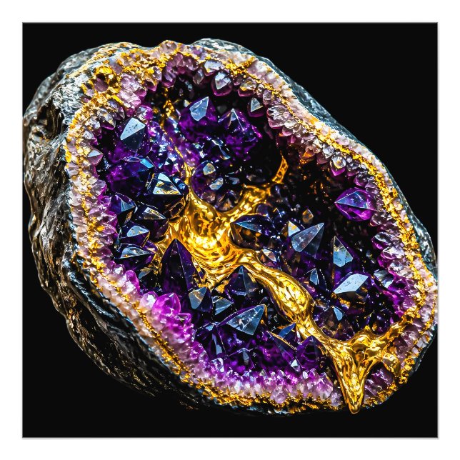 Luxury Amethyst and Gold Abstract Wall Art (Front)