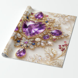 Luxury Amethyst Jewelled Christmas Wrapping Paper