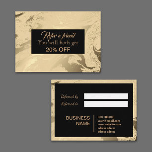 Luxury and Elegant marble black and gold Referral Card