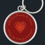 Luxury and modern gold red geometric heart love key ring<br><div class="desc">groomsmen gift keychain wedding gift in style with these modern,  luxury and trendy geometric heart. The design is easy to personalise with your own wording and these design can be used as party decor,  gift tags,  and much more.</div>