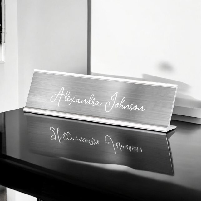 Luxury and Professional Silver Foil Modern Desk Name Plate (Creator Uploaded)